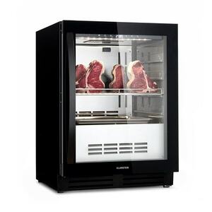 Klarstein Steakhouse Pro 98 Onyx, húsérlelő hűtőszekrény, 1 zóna, 98 liter, 1-25°C, érintőképernyő, panorámaablak kép
