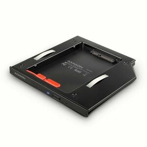 AXAGON RSS-CD09, ALU caddy for 2.5" SSD/HDD into 9.5 mm laptop DVD slot, screwless. LED kép