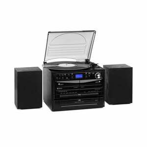 Auna 388-DAB+, sztereó rendszer, max. 20 W, lemezek, CD, kazetták, BT, FM/DAB+, USB, fekete kép