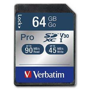 VERBATIM Memóriakártya, SDXC, 64GB, CL10/U3, 90/45MB/sec, VERBATI... kép