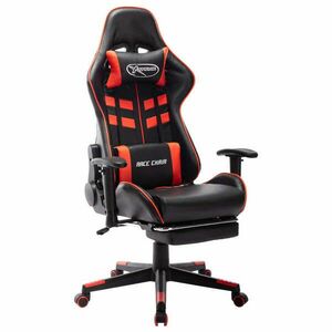 vidaXL műbőr Gamer szék lábtartóval - fekete-piros kép