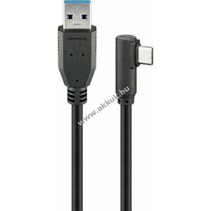 Goobay USB-C töltő és adatkábel, 90 fokban hajlított fejjel, fekete, 50cm - Kiárusítás! kép