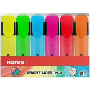 KORES BRIGHT LINER PLUS 6 színből álló szett (sárga, zöld, rózsaszín, narancsszín, kék, piros) kép