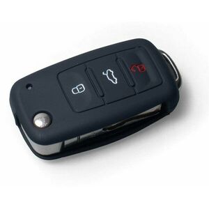 Védő szilikon kulcstartó tok VW/Seat/Skoda kulcshoz, kilökődő kulccsal, fekete színű kép