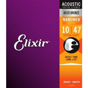 Elixir Nanoweb 80/20 Bronze Extra Light kép
