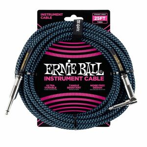 Ernie Ball 25' Braided Cable Black/Blue kép