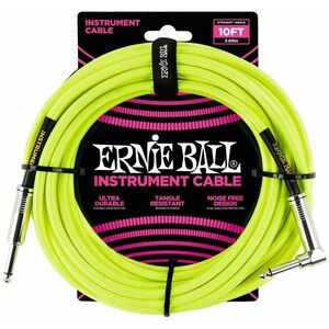 Ernie Ball 10' Braided Cable Neon Yellow kép