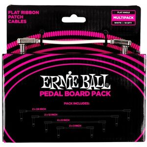 Ernie Ball Flat Ribbon Patch Cables Pedalboard Multi-Pack White kép