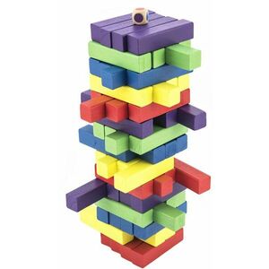 Játék fa torony 60 db színes puzzle társasjáték kép