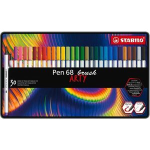 STABILO Pen 68 brush, rugalmas ecset formájú heggyel, fém tokban, 30 szín kép