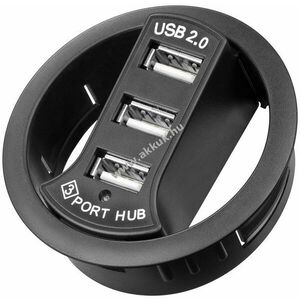 Asztalba épített 3 portos USB HUB, fekete kép