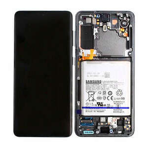 Samsung G991 Galaxy S21 5G gyári LCD+érintőpanel szürke kerettel, akkumulátorral kép