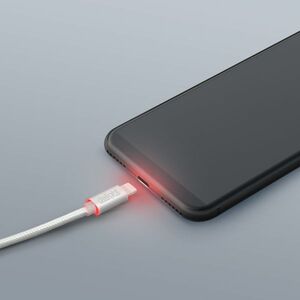 Adatkábel - iPhone "lightning" LED fénnyel ezüst - 1 m kép