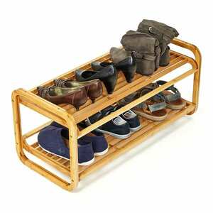 Blumfeldt Cipőtartó, többfunkciós tartó, 2 polc, 6 pár cipő, bővíthető, tartós, bambusz kép
