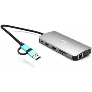 i-tec USB 3.0 USB-C/TB3 3x Display Metal Nano Dock with LAN, PD 100 W kép