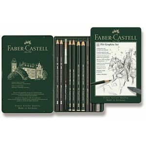 Faber-Castell Pitt Graphite Monochrome grafit ceruzák fémdobozban, 11 db-os készlet kép