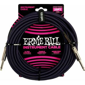 Ernie Ball Braided Instrument Cable 25' Purple Black kép