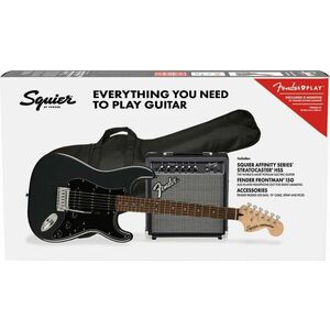 Fender Squier Affinity Series Stratocaster HSS Pack LRL Charcoal Frost Metallic kép