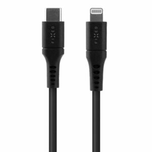 FIXED Liquid silicone adat- és töltőkábel USB-C/Lightning MFi, PD, 2 m, fekete kép