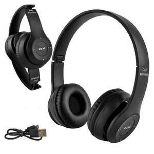 P47 Bluetooth-os akkus fejhallgató headset MP3 lejátszó – fekete... kép