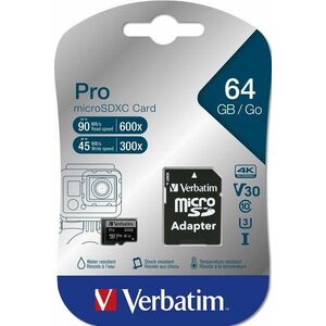 Verbatim MicroSDXC 64GB Pro + SD adapter kép