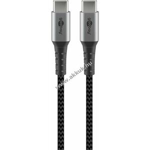 Goobay USB-C - USB-C kábel, szövetborítás, 2m, szürke 60W kép