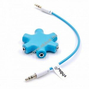 Audio splitter / jack fej, fülhallgató, hangjel elosztó 5 portos adapter (3, 5mm) kék kép