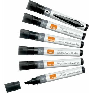 NOBO Liquid Ink Whiteboard Pens Chisel Tip, fekete - 10 db-os kiszerelés kép