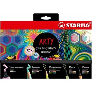 STABILO ARTY - 50 db - szövegkiemelő, színes ceruza, tűfilc és prémium szálas filctoll kép