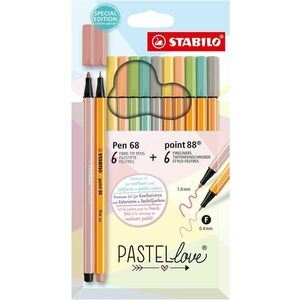 STABILO point 88 & STABILO Pen 68 - Pastellove - 12 db-os készlet - 6 db point 88, 6 db Pen 68 kép