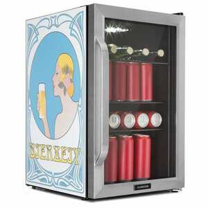 Klarstein Beersafe 70 Bierzeit Edition, hűtőszekrény, 70 liter, 3 polc, panoráma üvegajtó, rozsdamentes acél kép