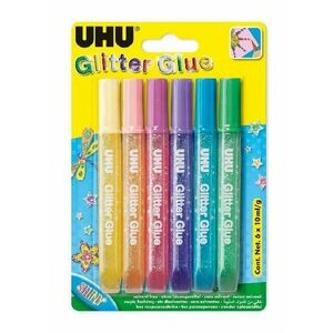 UHU Glitter Glue 6 x 10 ml csillogó ragasztó kép