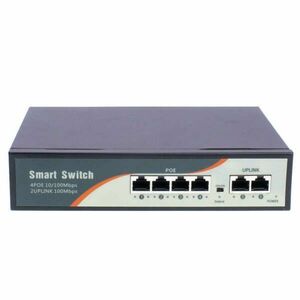 6 portos PoE switch ; 4 PoE 10/100 Mbps+ / 2 uplink port 100 Mbps... kép