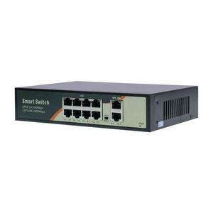 8 port 48V POE switch 10/100 Mbps + 2 port UPLINK 1000 Mbps, Max. 250m kép