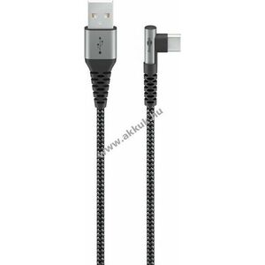 USB-C kábel szövet borítással, 90 fokos fejjel, 50cm kép