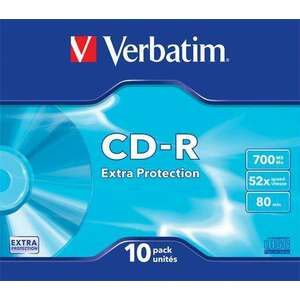 VERBATIM CD-R lemez, 700MB, 52x, 10 db, vékony tok, VERBATIM "Dat... kép