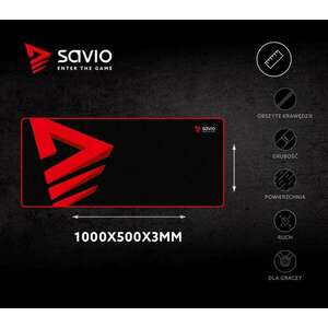 Savio Turbo Dynamic XXL 1000x500 Fekete-vörös egérpad kép