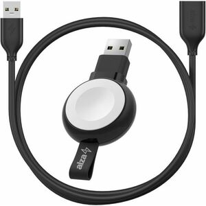 AlzaPower Wireless MFi Watch Charger 120 USB-A fekete + Core USB-A (M) to USB-A (F) 2.0 adatkábel kép