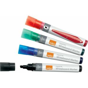NOBO Liquid Ink Whiteboard Pens Chisel Tip, vegyes színek - 10 db a csomagban kép