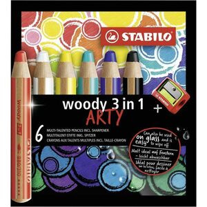 Stabilo "Woody ARTY 3 in 1" Színes ceruzák, 6-féle szín, kerek, erős, STABILO kép