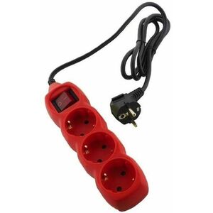 Schuko prodlužovací kabel 3 zásuvky 1, 5m červený s vypínačem kép
