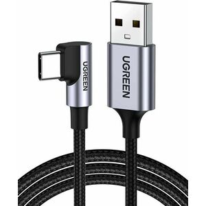 UGREEN USB-A Male to USB-C Male 3.0 3A 90-Degree Angled Cable 1m Black kép