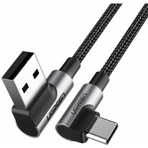 UGREEN Angled USB 2.0 A to Type C Cable Nickel Plating Aluminum Shell 1m Black kép