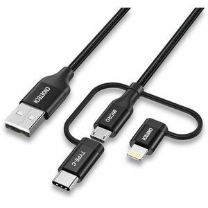 ChoeTech MFi 3-in-1 USB to USB-C + Micro + Lightning Nylon 1.2m Cable kép