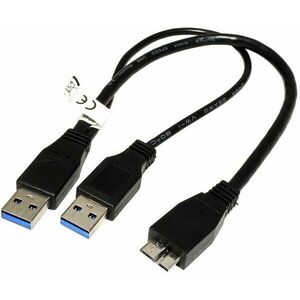 OEM USB SuperSpeed 5Gbps 2x USB 3.0 A(M) to microUSB 3.0 B(M) - 0, 3m, fekete, Y kábel kép