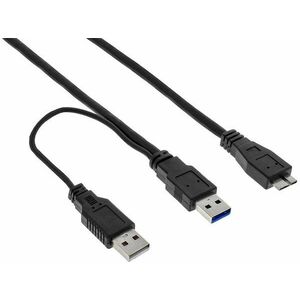 OEM USB SuperSpeed 5Gbps 2x USB 3.0 A(M) to microUSB 3.0 B(M)- 1, 5m, fekete, Y kábel kép