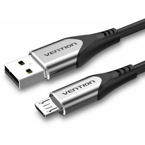 Vention Luxury USB 2.0 to microUSB Cable 3A Gray 0.25m Aluminum Alloy Type kép