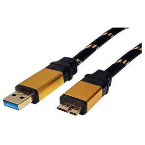 ROLINE Gold USB 3.0 SuperSpeed USB 3.0 A(M) to micro USB 3.0 B(M), 0, 8m, fekete - arany kép
