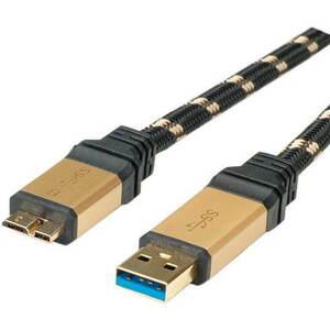 ROLINE Gold USB 3.0 SuperSpeed USB 3.0 A(M) to micro USB 3.0 B(M), 1, 8m, fekete - arany kép