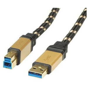 ROLINE Gold USB 3.0 SuperSpeed USB 3.0 A(M) to USB 3.0 B(M), 3m, fekete - arany kép